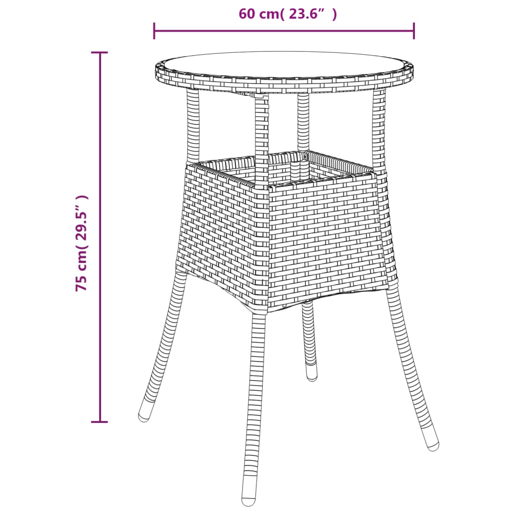 Set Bistrò da Giardino 5 pz con Cuscini in Polyrattan Marrone