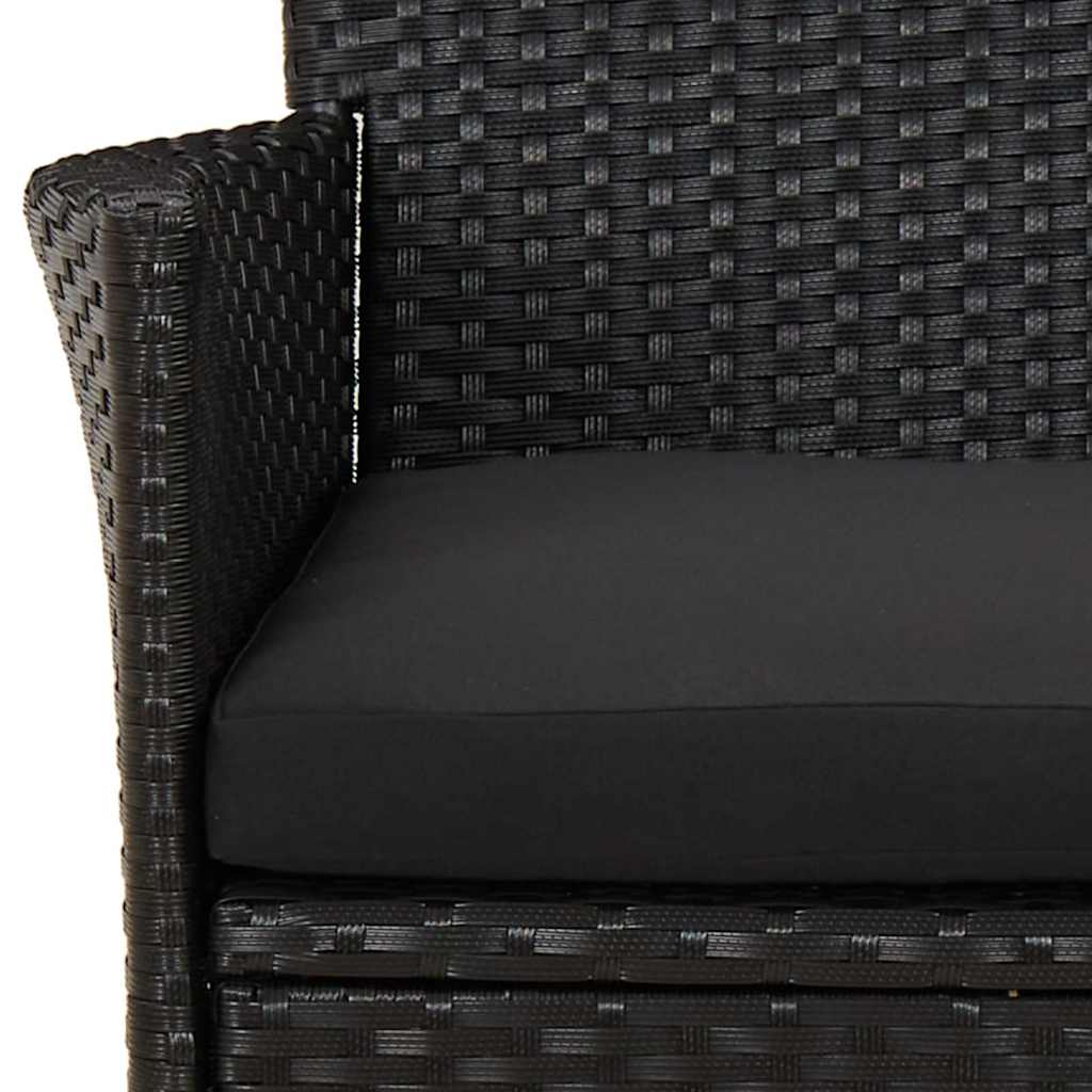 Set Bistrò da Giardino 5 pz con Cuscini in Polyrattan Nero | homemem39