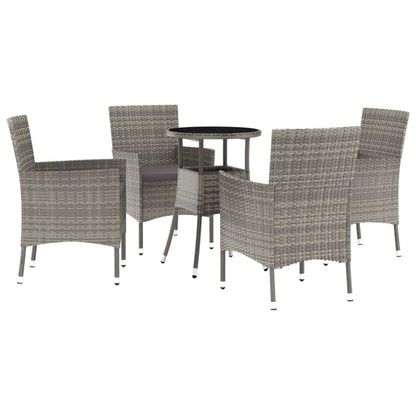 Set Bistrò da Giardino 5 pz con Cuscini in Polyrattan Grigio | homemem39