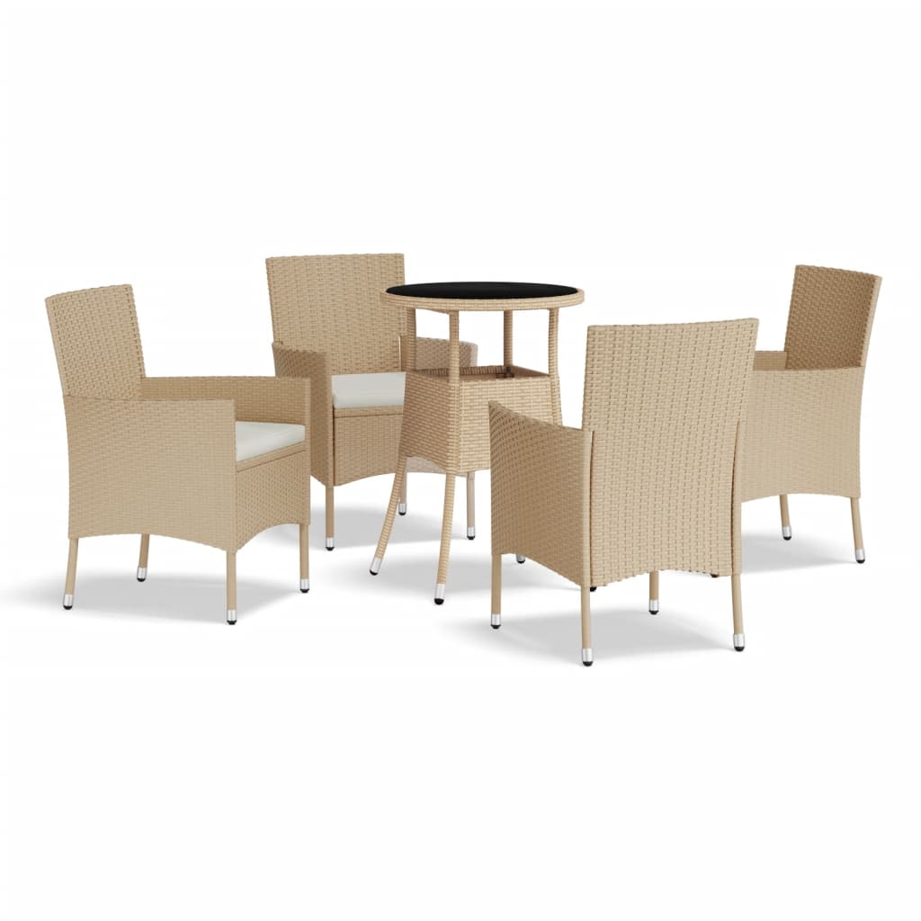 Set da Bistrò da Giardino 5 pz con Cuscini Beige in Polyrattan | homemem39