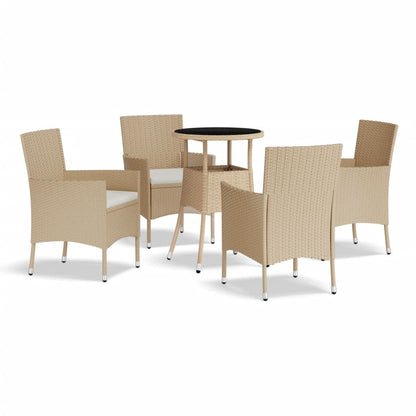 Set da Bistrò da Giardino 5 pz con Cuscini Beige in Polyrattan | homemem39