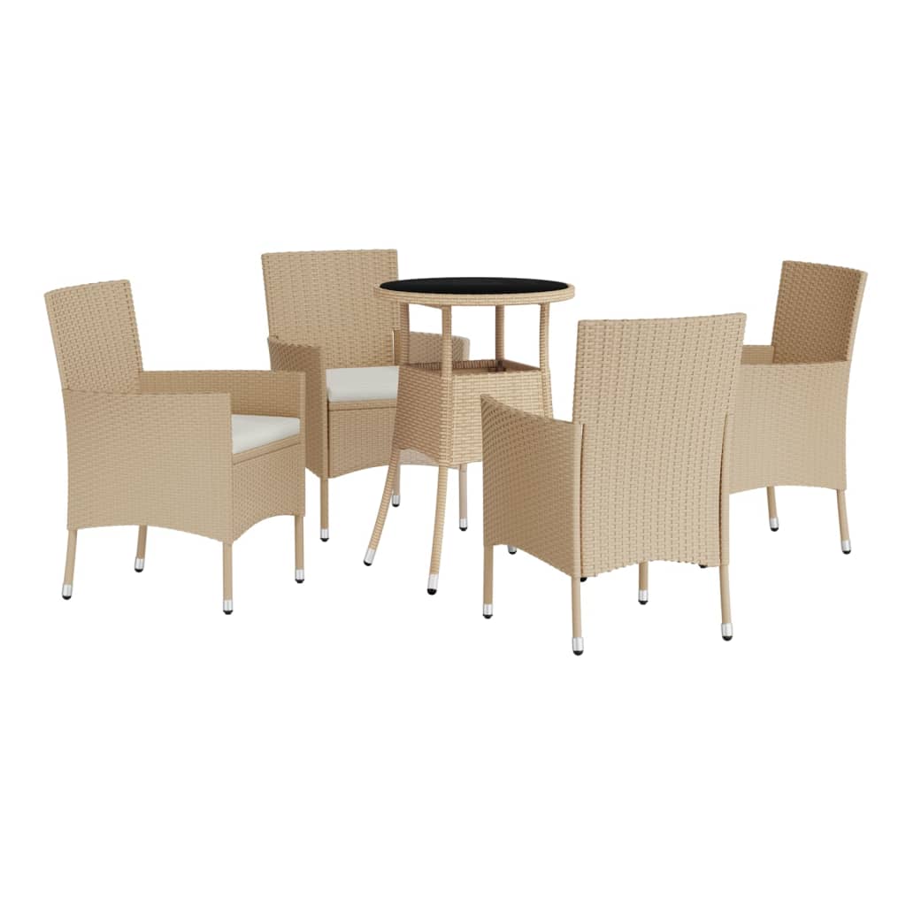Set da Bistrò da Giardino 5 pz con Cuscini Beige in Polyrattan | homemem39