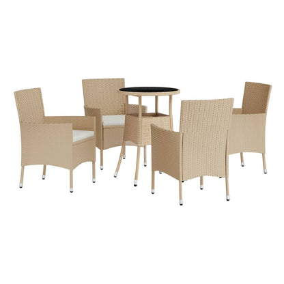 Set da Bistrò da Giardino 5 pz con Cuscini Beige in Polyrattan | homemem39