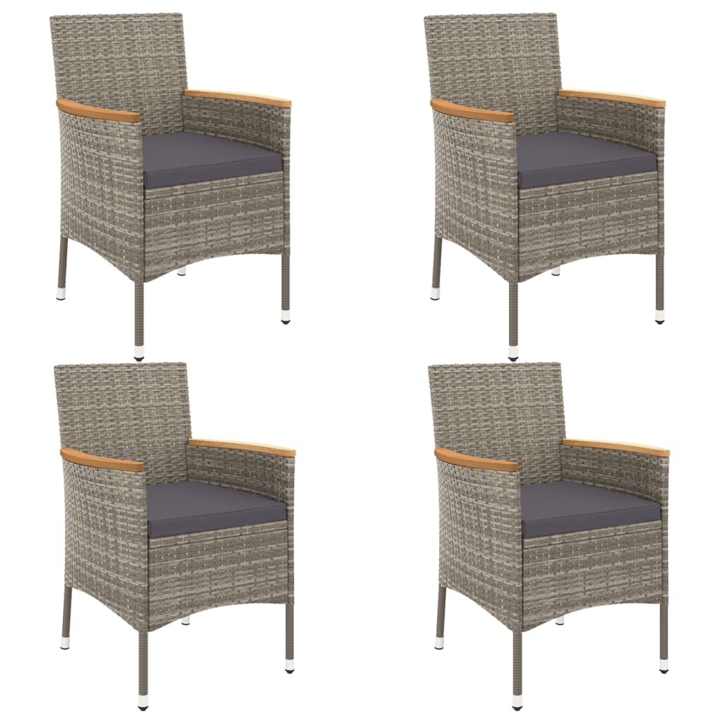 Set Bistrò da Giardino 5 pz con Cuscini in Polyrattan Grigio | homemem39