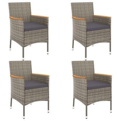 Set Bistrò da Giardino 5 pz con Cuscini in Polyrattan Grigio | homemem39