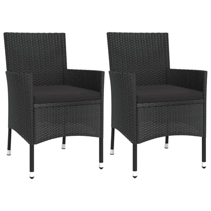 Set Bistrò da Giardino 3 pz con Cuscini in Polyrattan Nero | homemem39