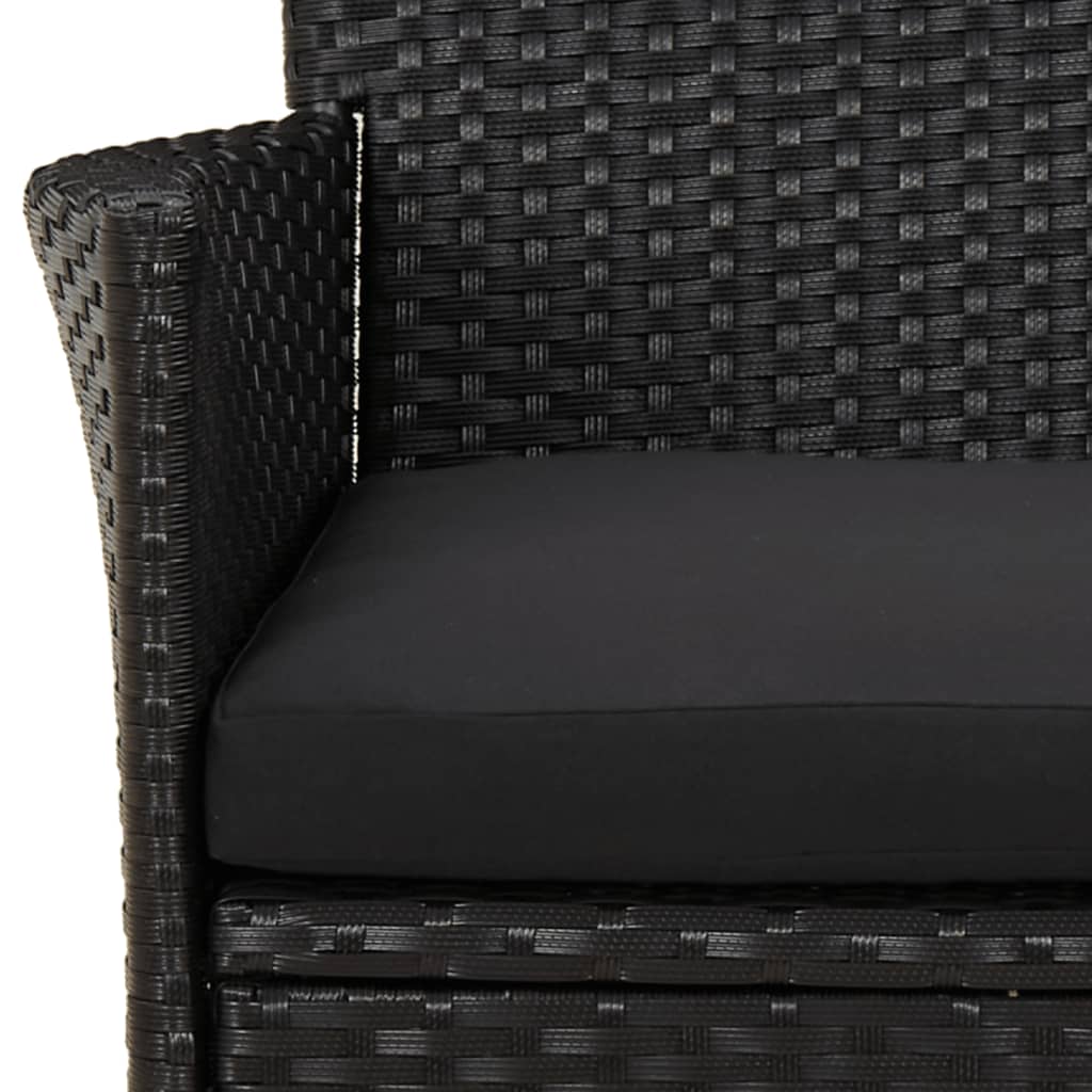Set Bistrò da Giardino 3 pz con Cuscini in Polyrattan Nero | homemem39