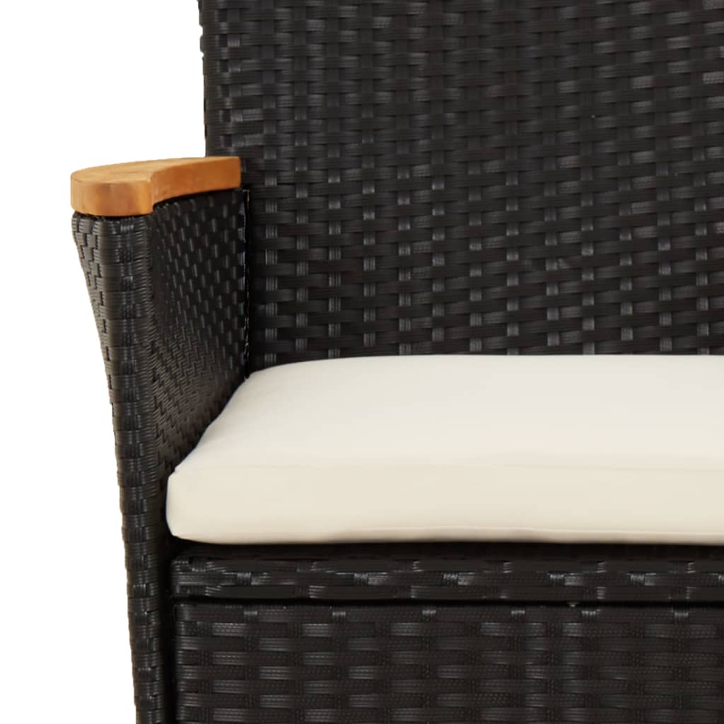 Set Bistrò da Giardino 3 pz con Cuscini in Polyrattan Nero | homemem39