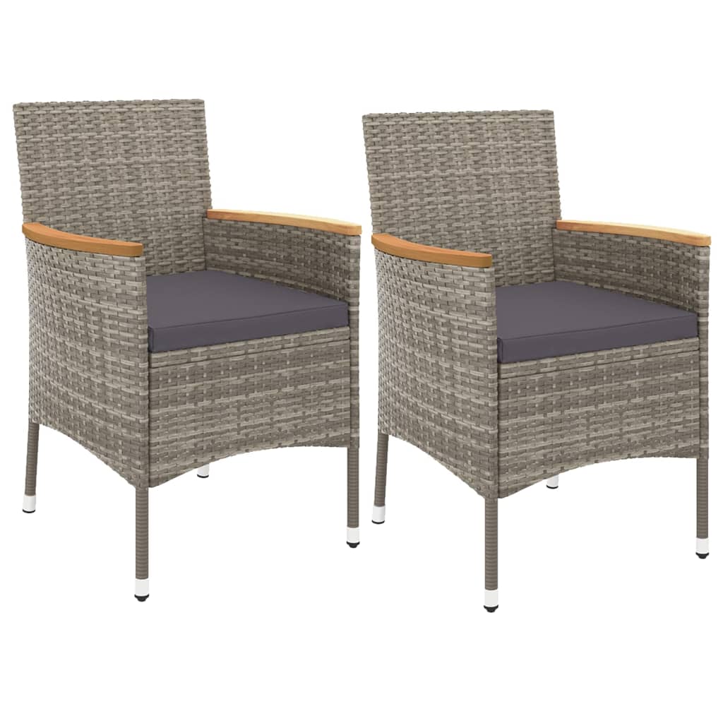 Set Bistrò da Giardino 3 pz con Cuscini in Polyrattan Grigio | homemem39