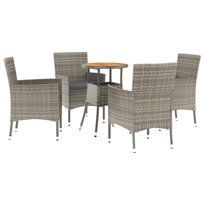 Set Bistrò da Giardino 5 pz con Cuscini in Polyrattan Grigio | homemem39