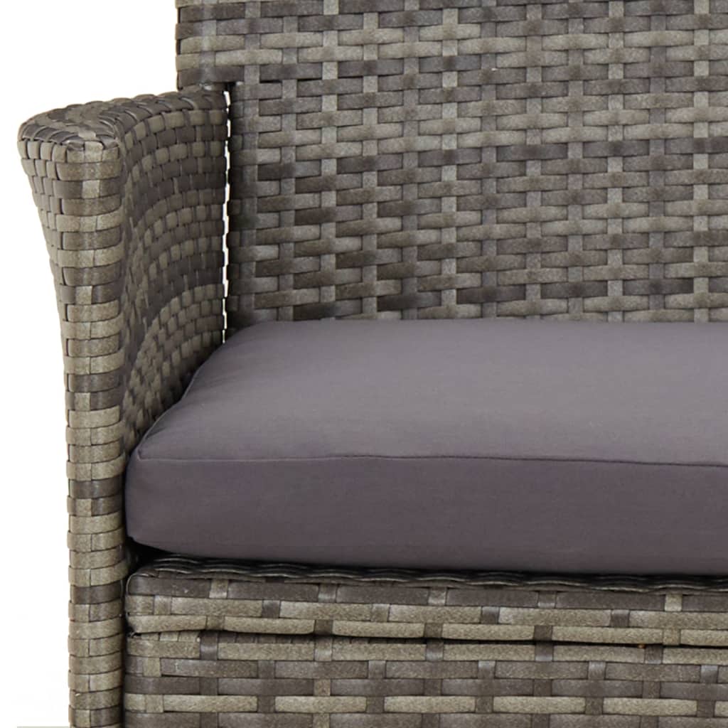 Set Bistrò da Giardino 5 pz con Cuscini in Polyrattan Grigio | homemem39