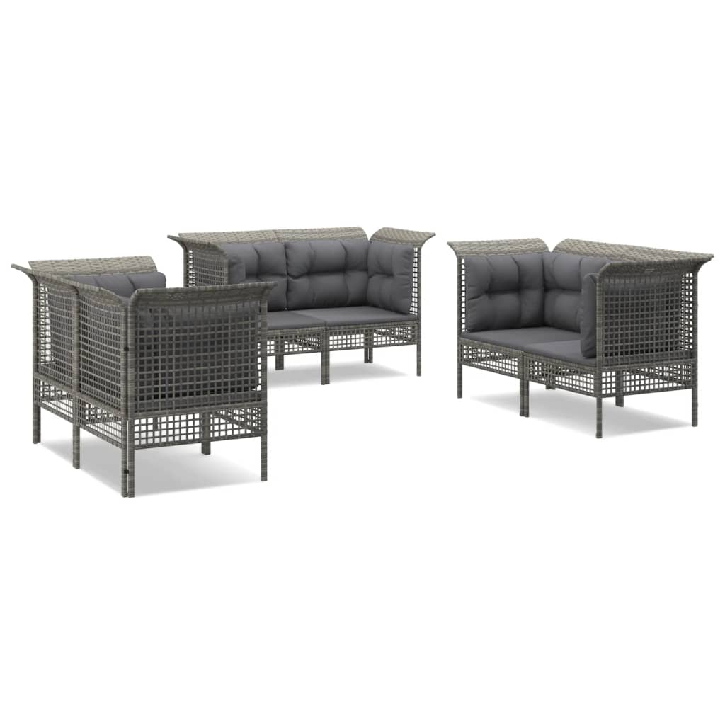 Set Divani da Giardino 6 pz con Cuscini in Polyrattan Grigio - homemem39
