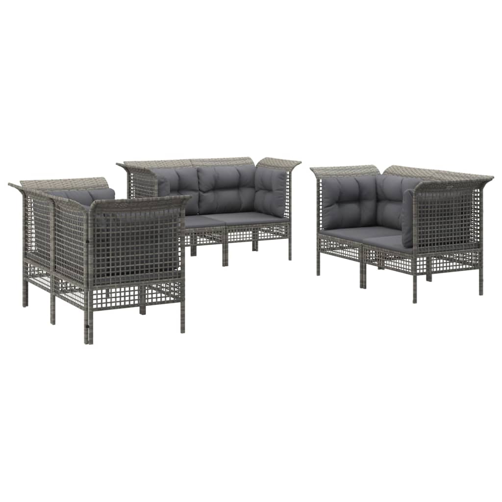 Set Divani da Giardino 6 pz con Cuscini in Polyrattan Grigio - homemem39