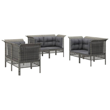 Set Divani da Giardino 6 pz con Cuscini in Polyrattan Grigio - homemem39