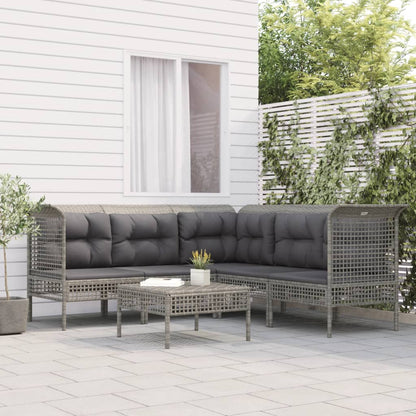 Set Divani da Giardino 6 pz con Cuscini in Polyrattan Grigio - homemem39