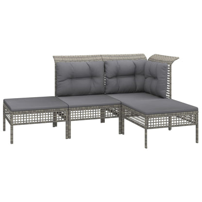 Set Divani da Giardino 7 pz con Cuscini in Polyrattan Grigio - homemem39