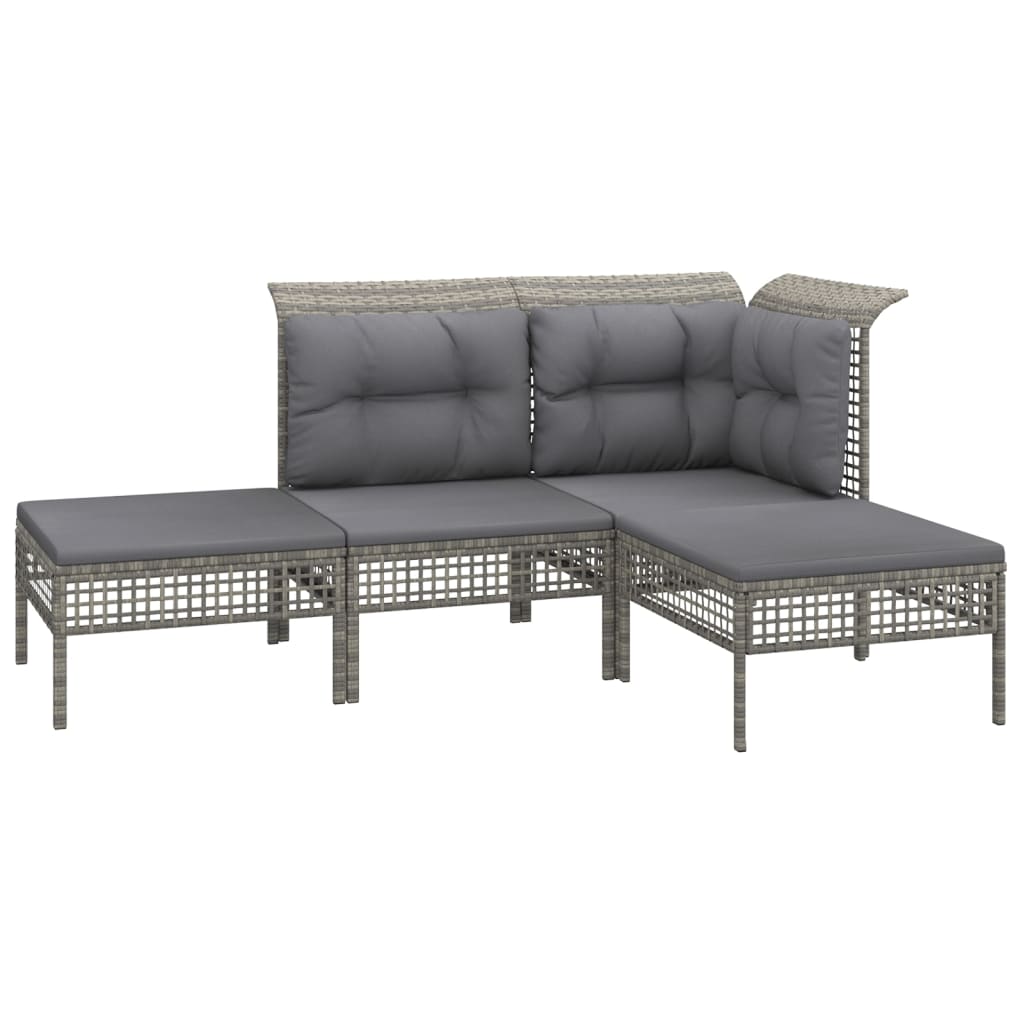 Set Divani da Giardino 11 pz con Cuscini in Polyrattan Grigio