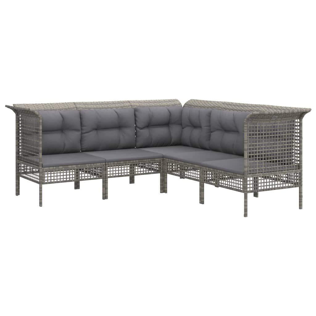 Set Divani da Giardino 9 pz con Cuscini in Polyrattan Grigio