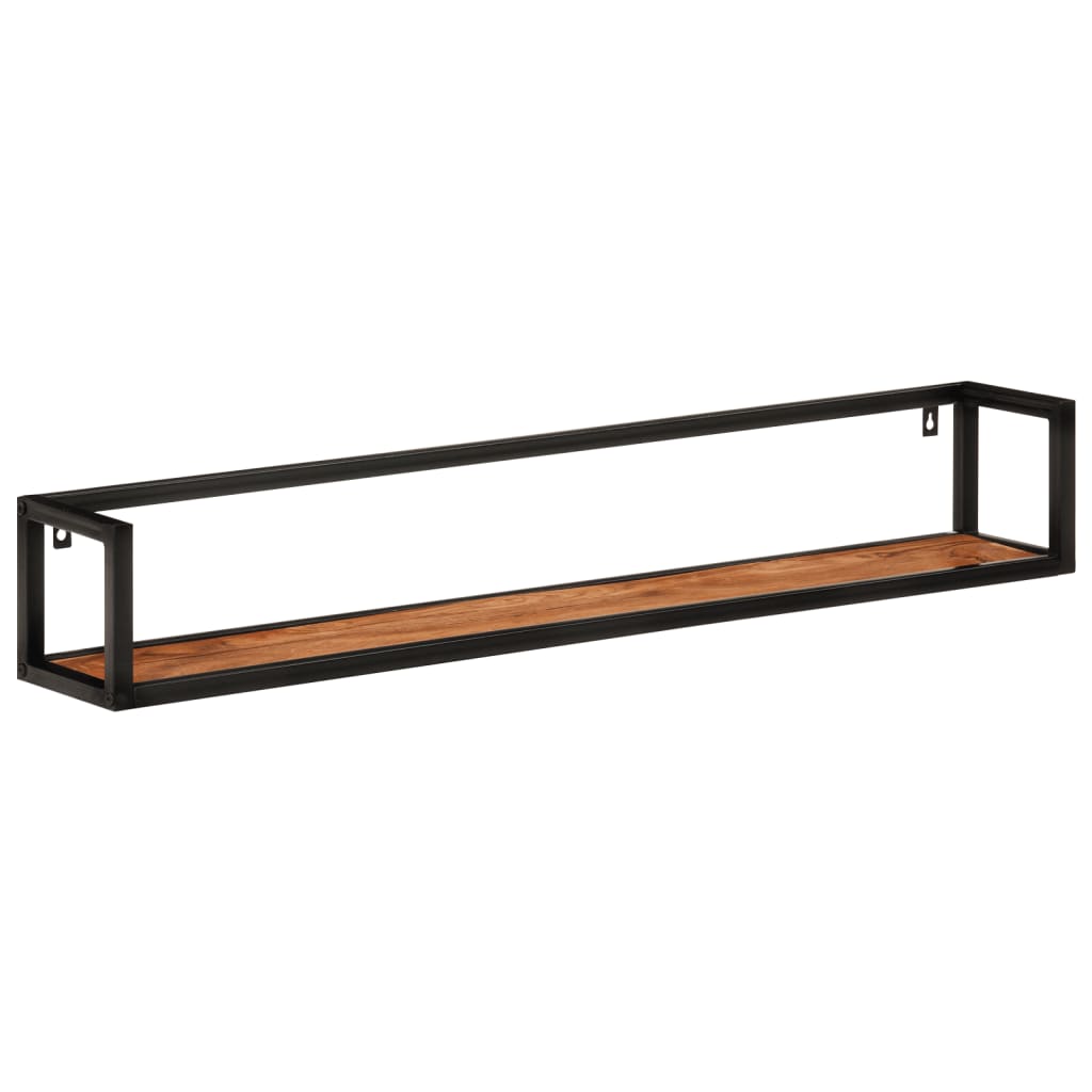 Mensole Parete 2 pz 110x17x17cm Legno Massello Acacia e Ferro | homemem39
