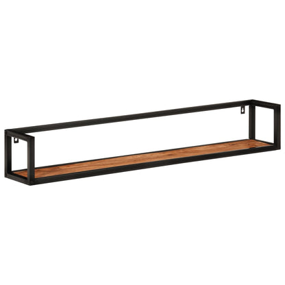 Mensole Parete 2 pz 110x17x17cm Legno Massello Acacia e Ferro | homemem39