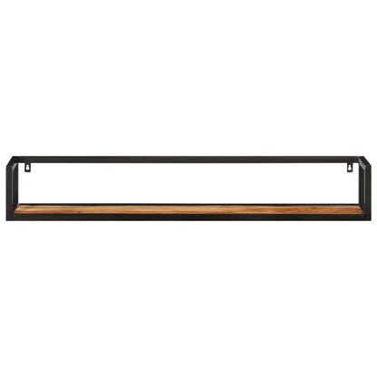 Mensole Parete 2 pz 110x17x17cm Legno Massello Acacia e Ferro | homemem39