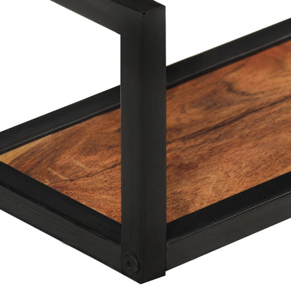 Mensole Parete 2 pz 110x17x17cm Legno Massello Acacia e Ferro | homemem39