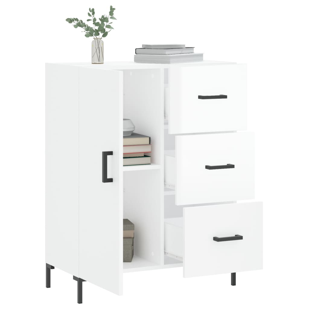 Credenza 69,5x34x90 cm in Legno Multistrato Bianco Lucido
