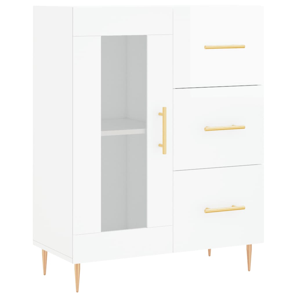 Credenza 69,5x34x90 cm in Legno Multistrato Bianco Lucido - homemem39