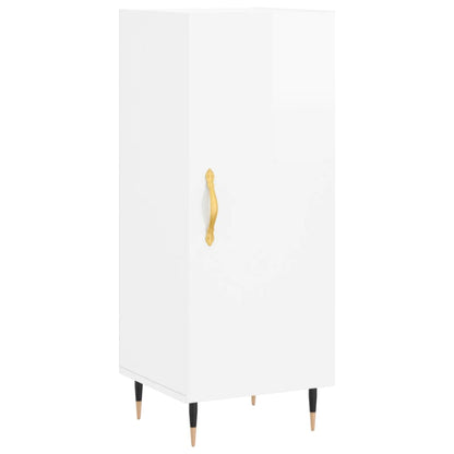 Credenza Bianco Lucido 34,5x34x90 cm in Legno Multistrato