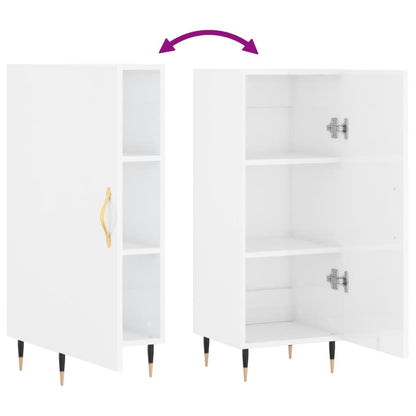 Credenza Bianco Lucido 34,5x34x90 cm in Legno Multistrato