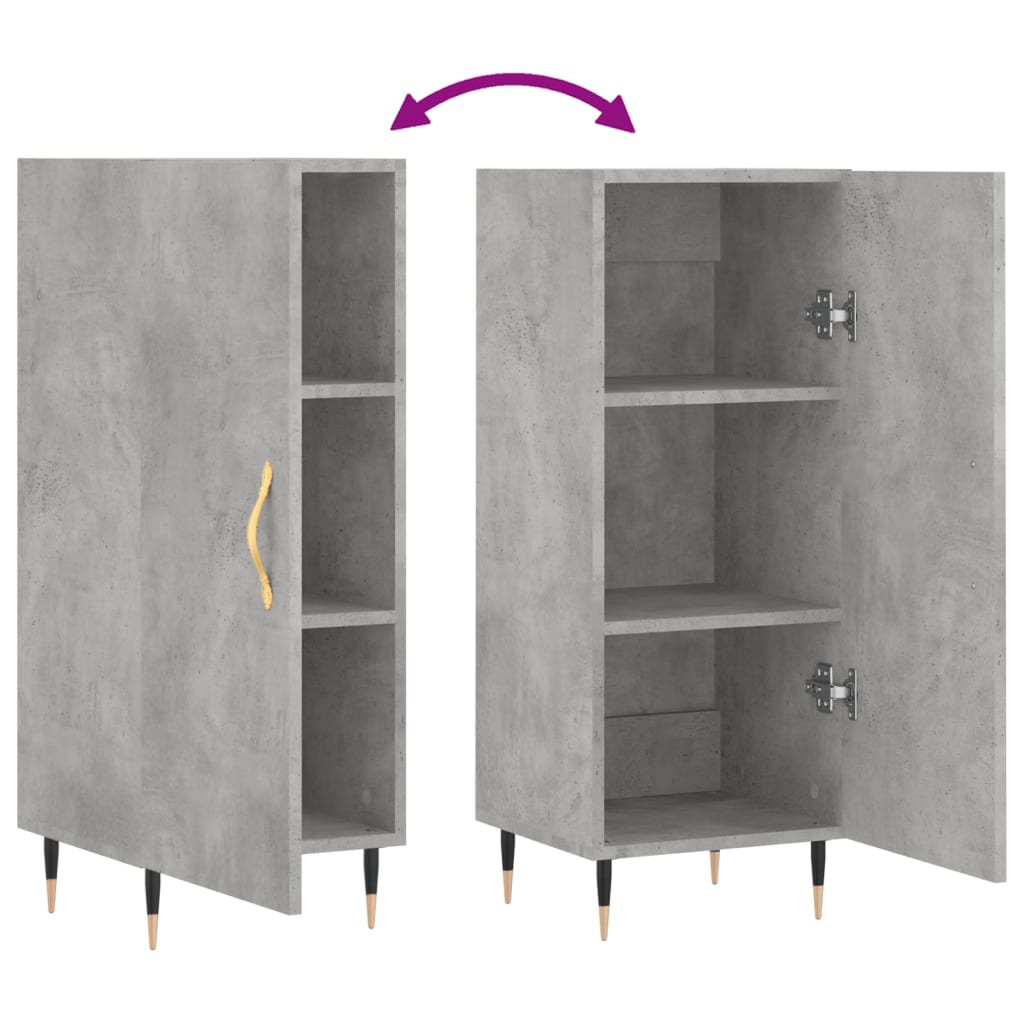 Credenza Grigio Cemento 34,5x34x90 cm in Legno Multistrato