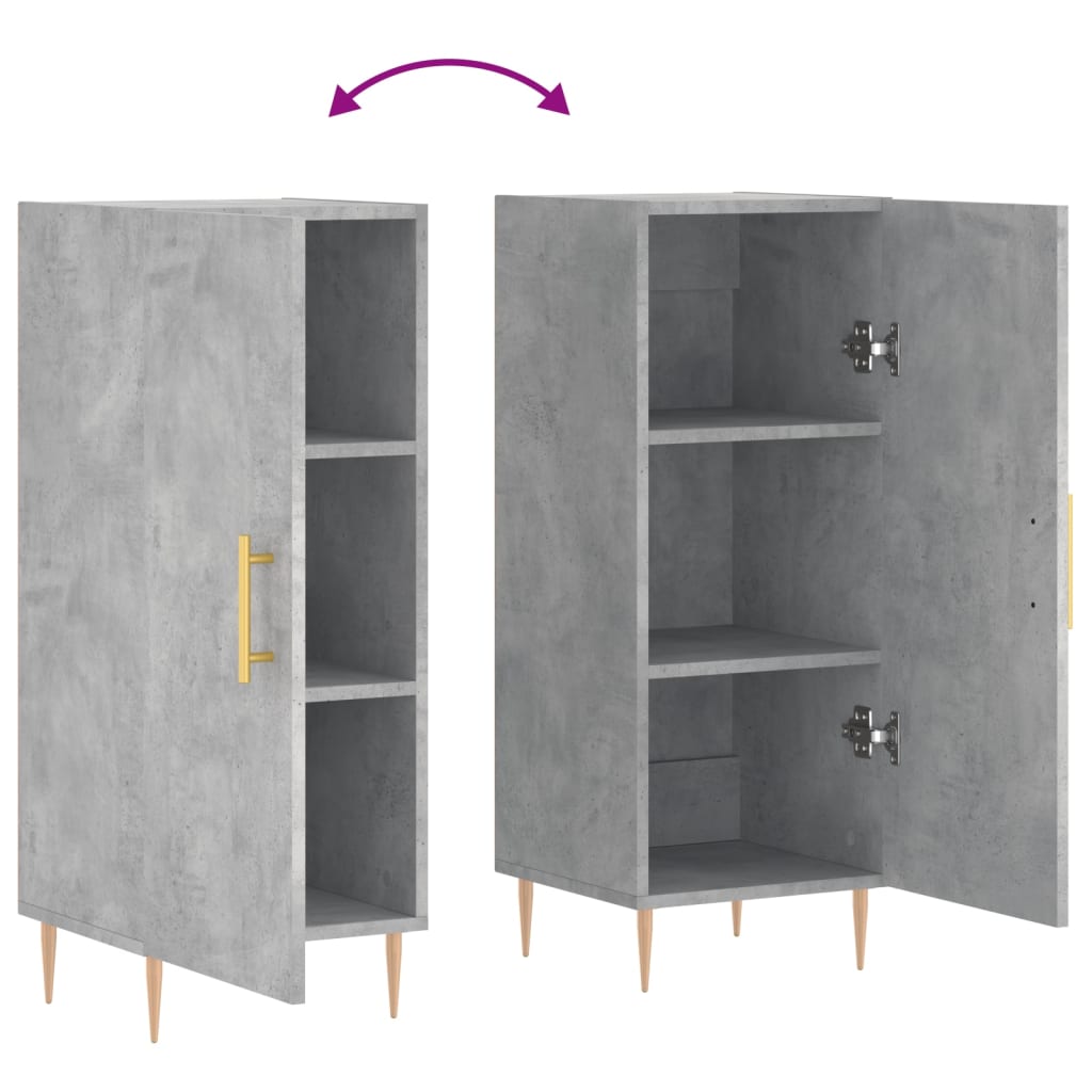 Credenza Grigio Cemento 34,5x34x90 cm in Legno Multistrato - homemem39