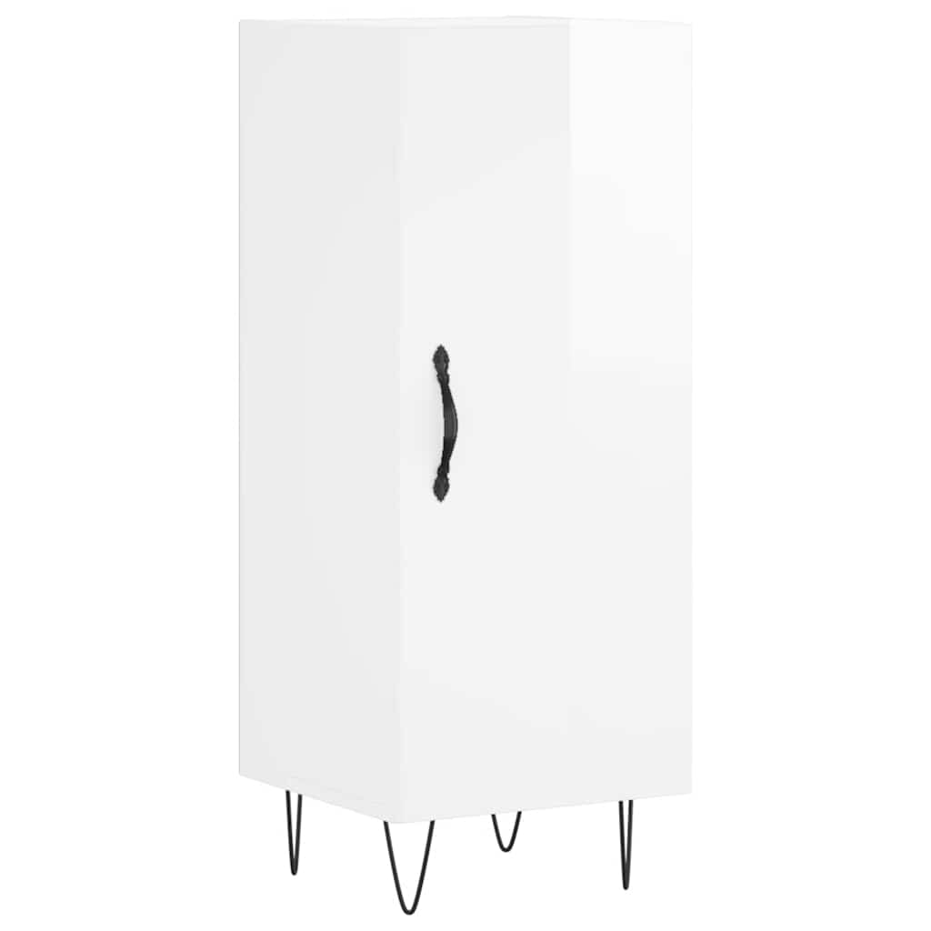 Credenza Bianco Lucido 34,5x34x90 cm in Legno Multistrato