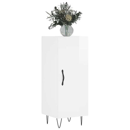 Credenza Bianco Lucido 34,5x34x90 cm in Legno Multistrato