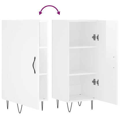 Credenza Bianco Lucido 34,5x34x90 cm in Legno Multistrato