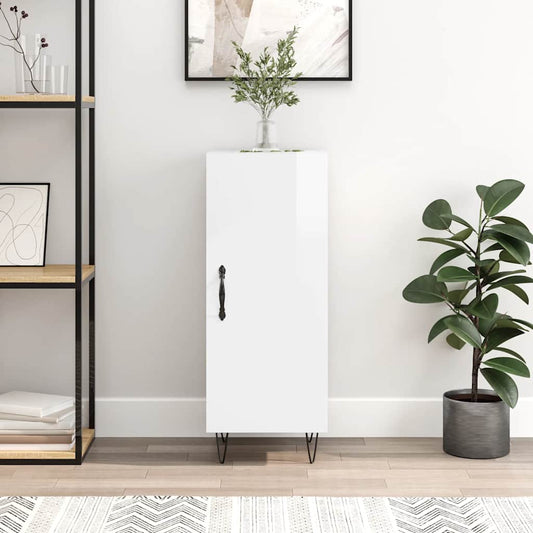 Credenza Bianco Lucido 34,5x34x90 cm in Legno Multistrato - homemem39