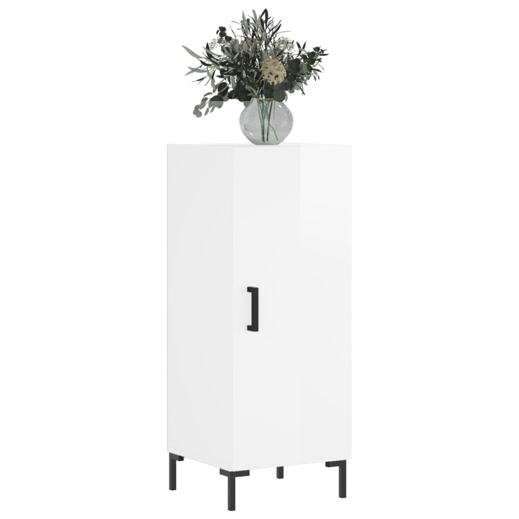 Credenza Bianco Lucido 34,5x34x90 cm in Legno Multistrato - homemem39