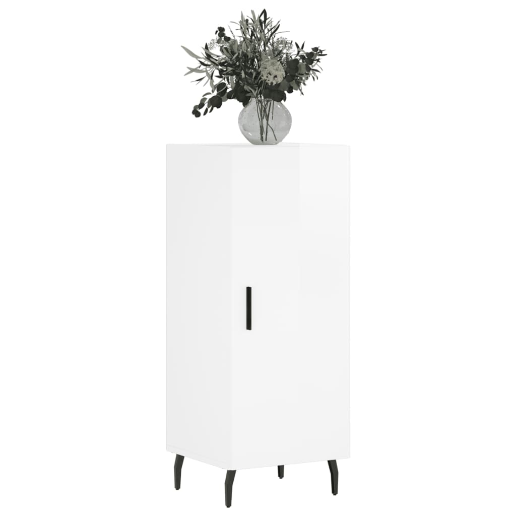 Credenza Bianco Lucido 34,5x34x90 cm in Legno Multistrato