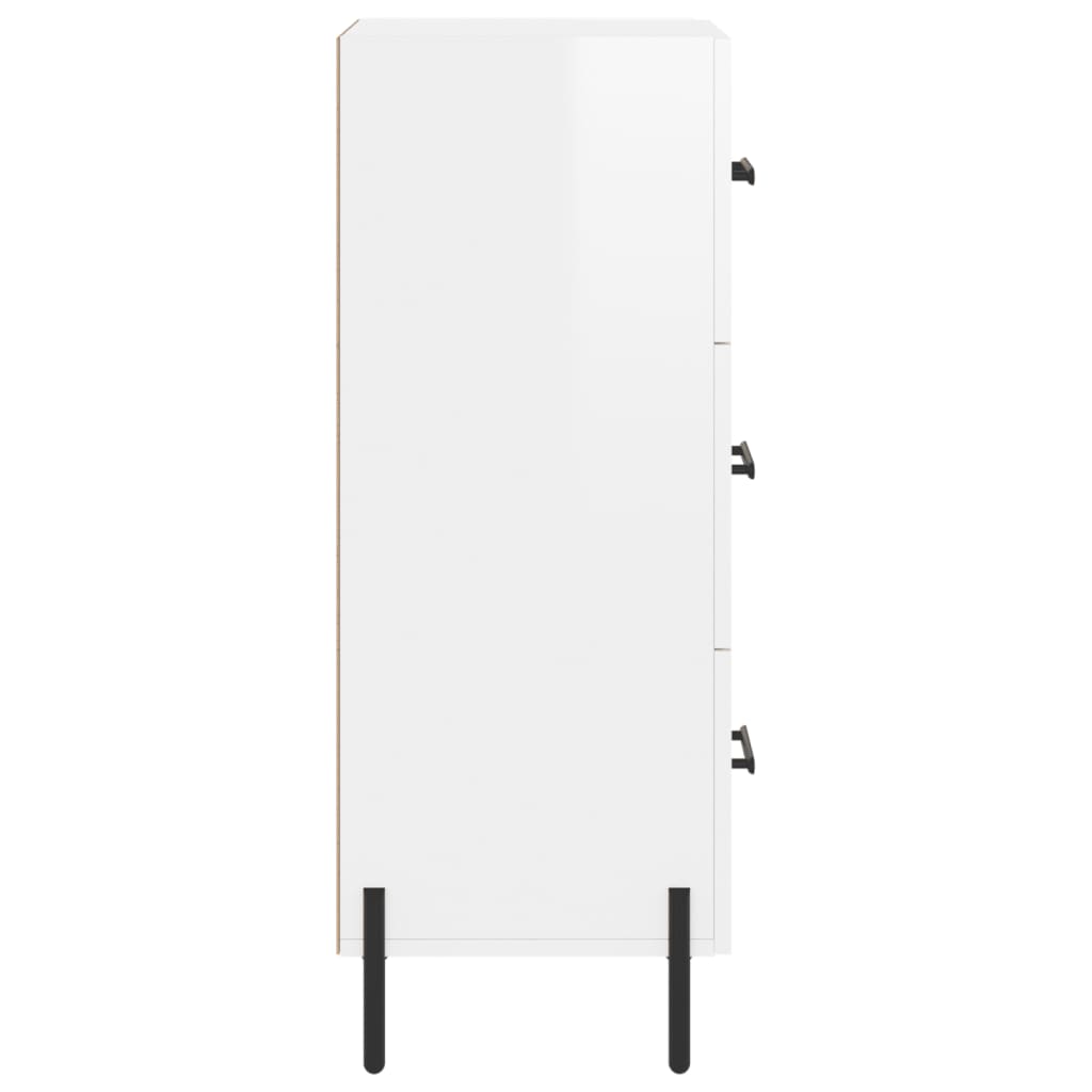 Credenza Bianco Lucido 34,5x34x90 cm in Legno Multistrato