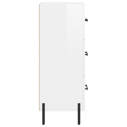 Credenza Bianco Lucido 34,5x34x90 cm in Legno Multistrato
