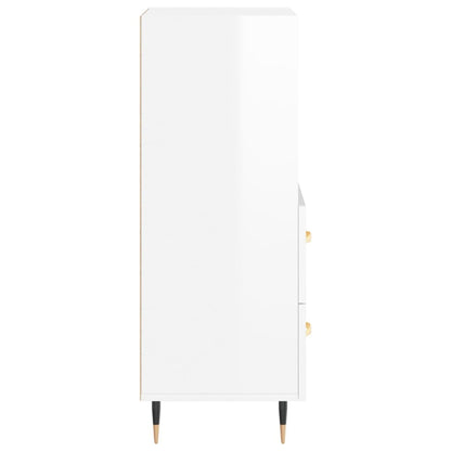 Credenza Bianco Lucido 34,5x34x90 cm in Legno Multistrato