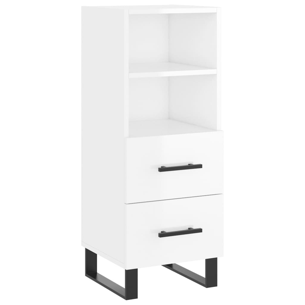 Credenza Bianco Lucido 34,5x34x90 cm in Legno Multistrato | homemem39