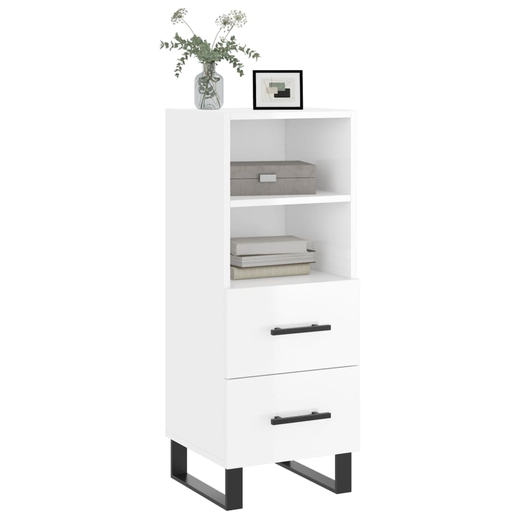 Credenza Bianco Lucido 34,5x34x90 cm in Legno Multistrato | homemem39
