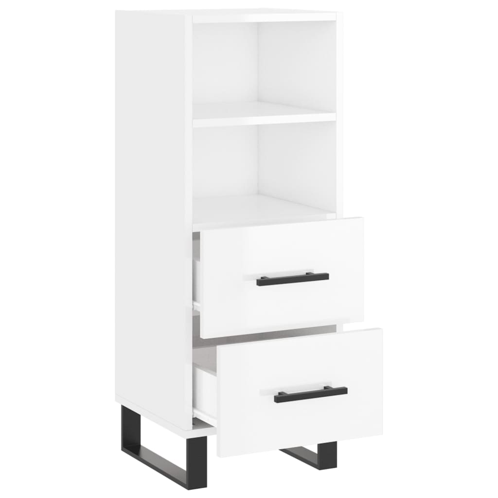 Credenza Bianco Lucido 34,5x34x90 cm in Legno Multistrato | homemem39