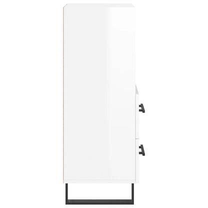 Credenza Bianco Lucido 34,5x34x90 cm in Legno Multistrato | homemem39