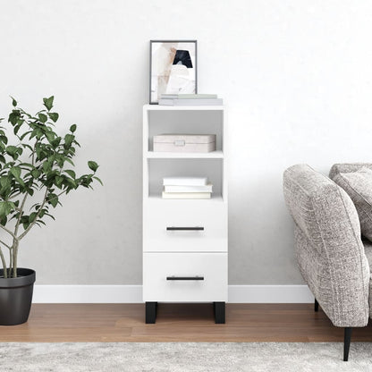 Credenza Bianco Lucido 34,5x34x90 cm in Legno Multistrato | homemem39