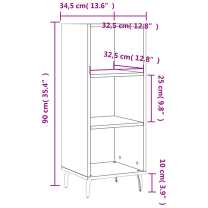 Credenza Bianco Lucido 34,5x32,5x90 cm in Legno Multistrato