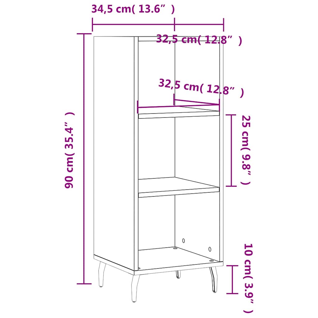 Credenza Grigio Sonoma 34,5x32,5x90 cm in Legno Multistrato