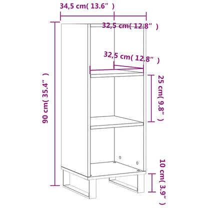 Credenza Grigio Sonoma 34,5x32,5x90 cm in Legno Multistrato