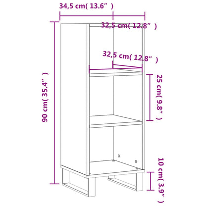 Credenza Rovere Marrone 34,5x32,5x90 cm in Legno Multistrato